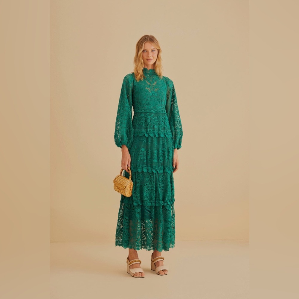 Anthropologie Green Lace Maxi Dress - Picture 6 of 6